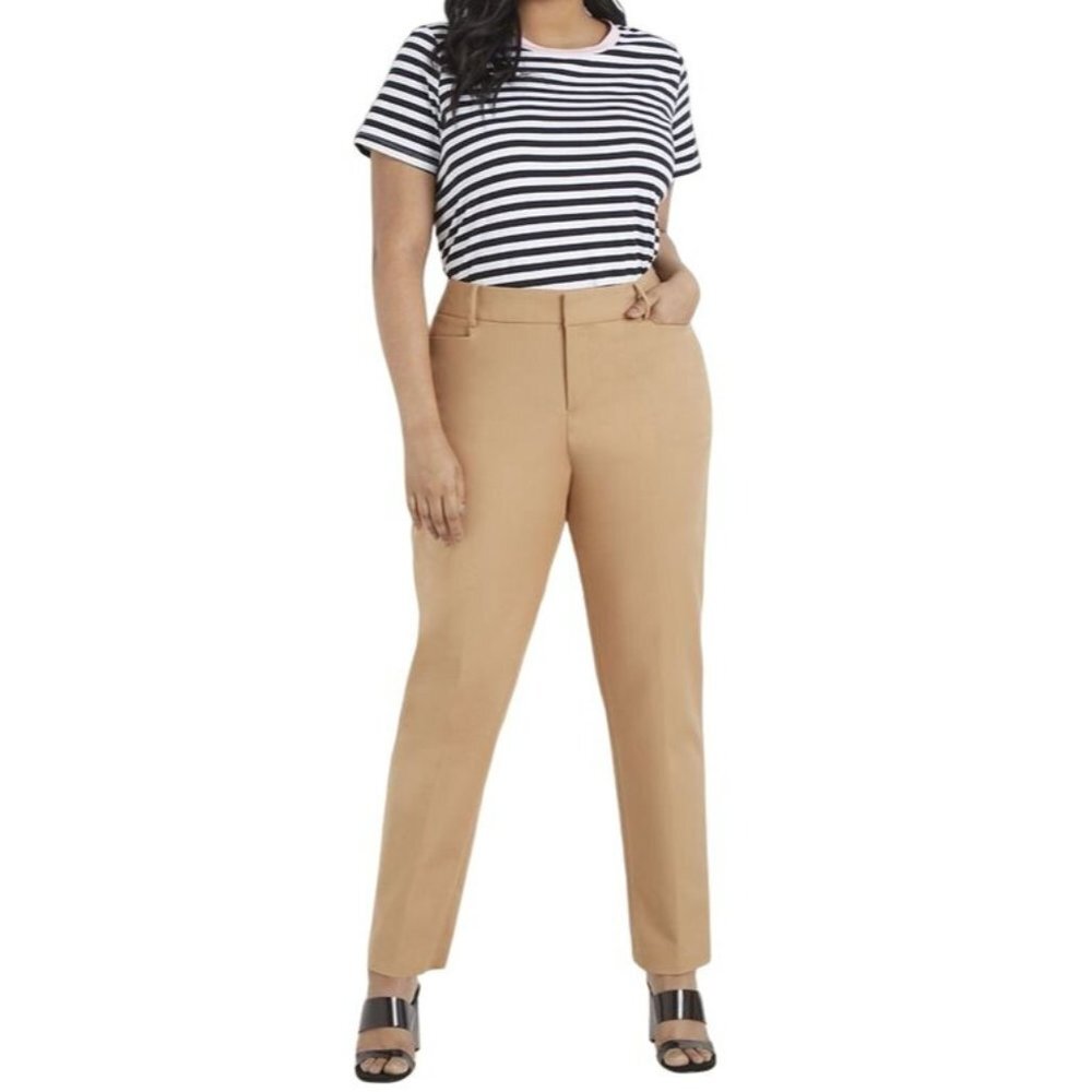Eloquii Green Flat Front Elevated Basic Pants Siz… - image 1